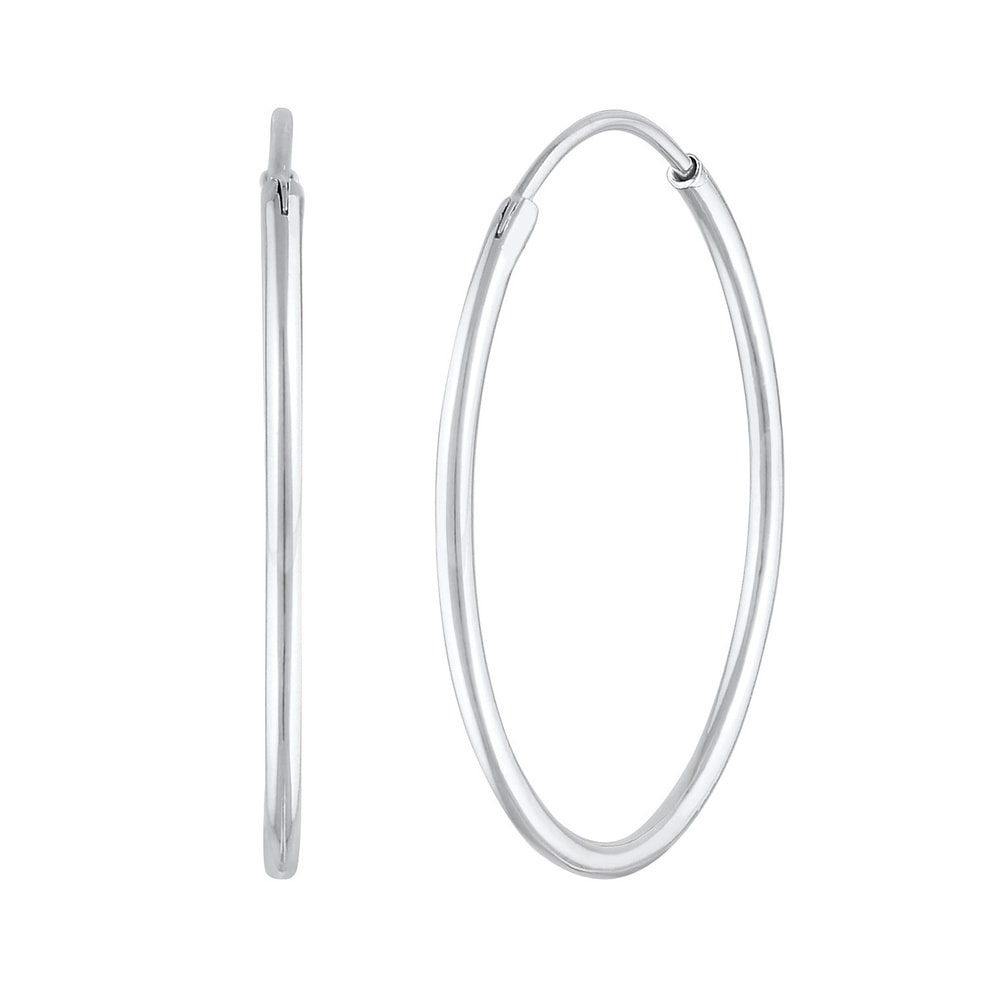 Elli Elli Boucles d'Oreilles Femme Creoles ronde Basic Classic en argent sterling 925  Boucles d'oreilles