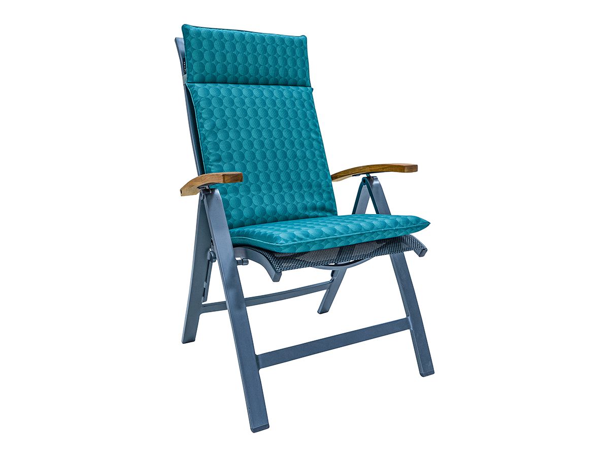 Madison Mairo Sea Blue 120 x 50 Gartenstuhlkissen mit hoher Rückenlehne