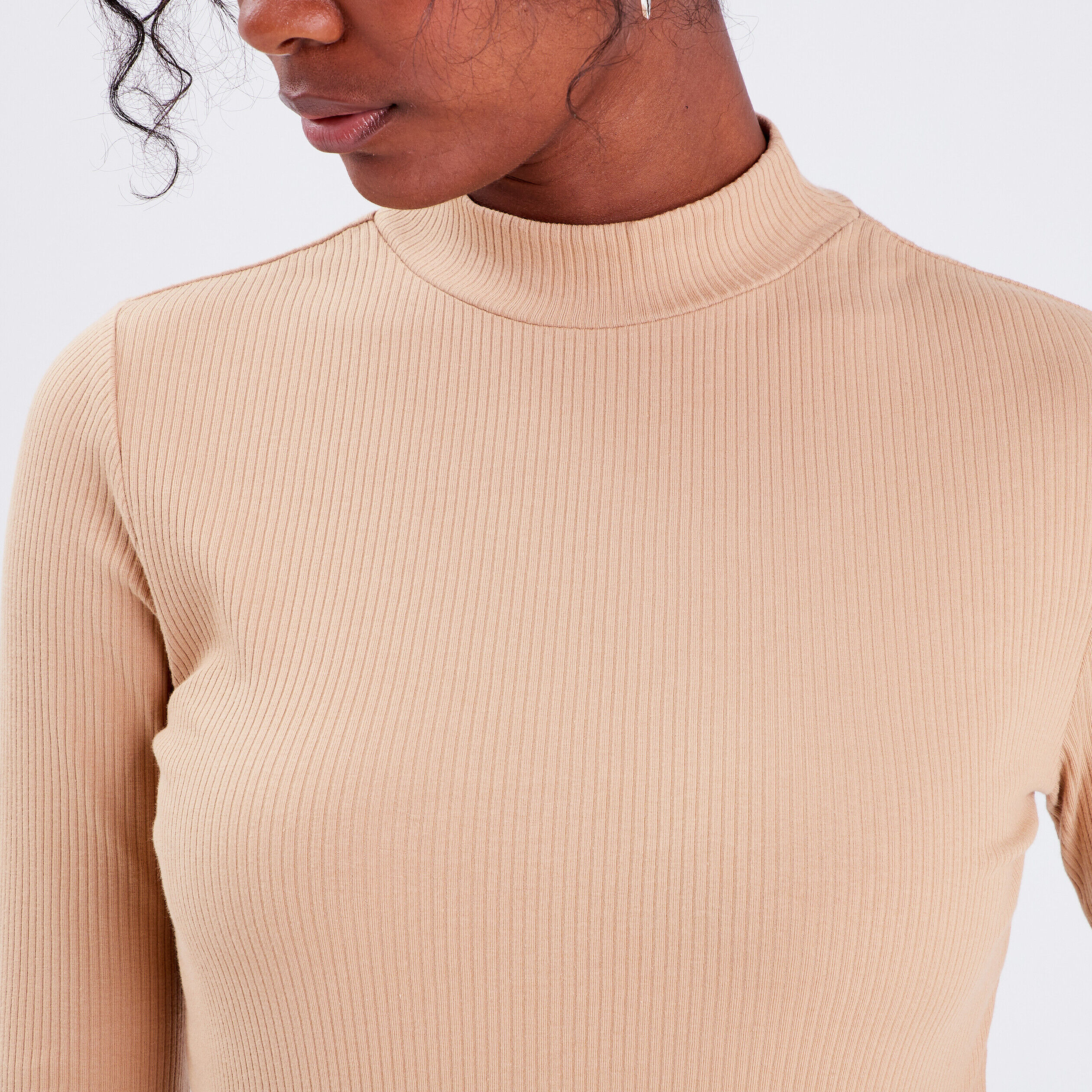 T-shirt maille côtelée beige femme | Cache Cache