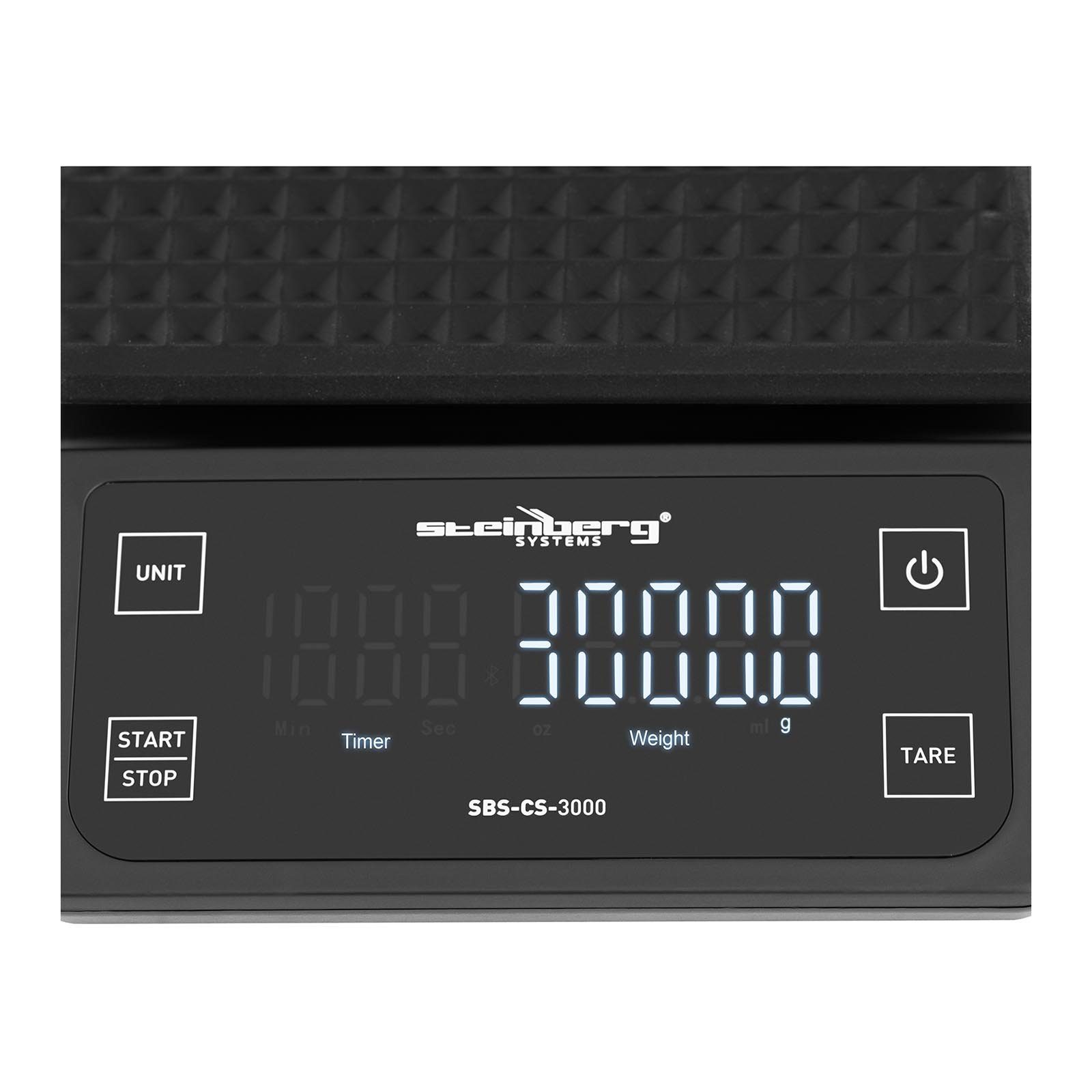 Steinberg Systems Küchenwaage Kaffeewaage Espresso-Waage Barista-Waage Kaffee-Waage 15x15 cm LCD 3