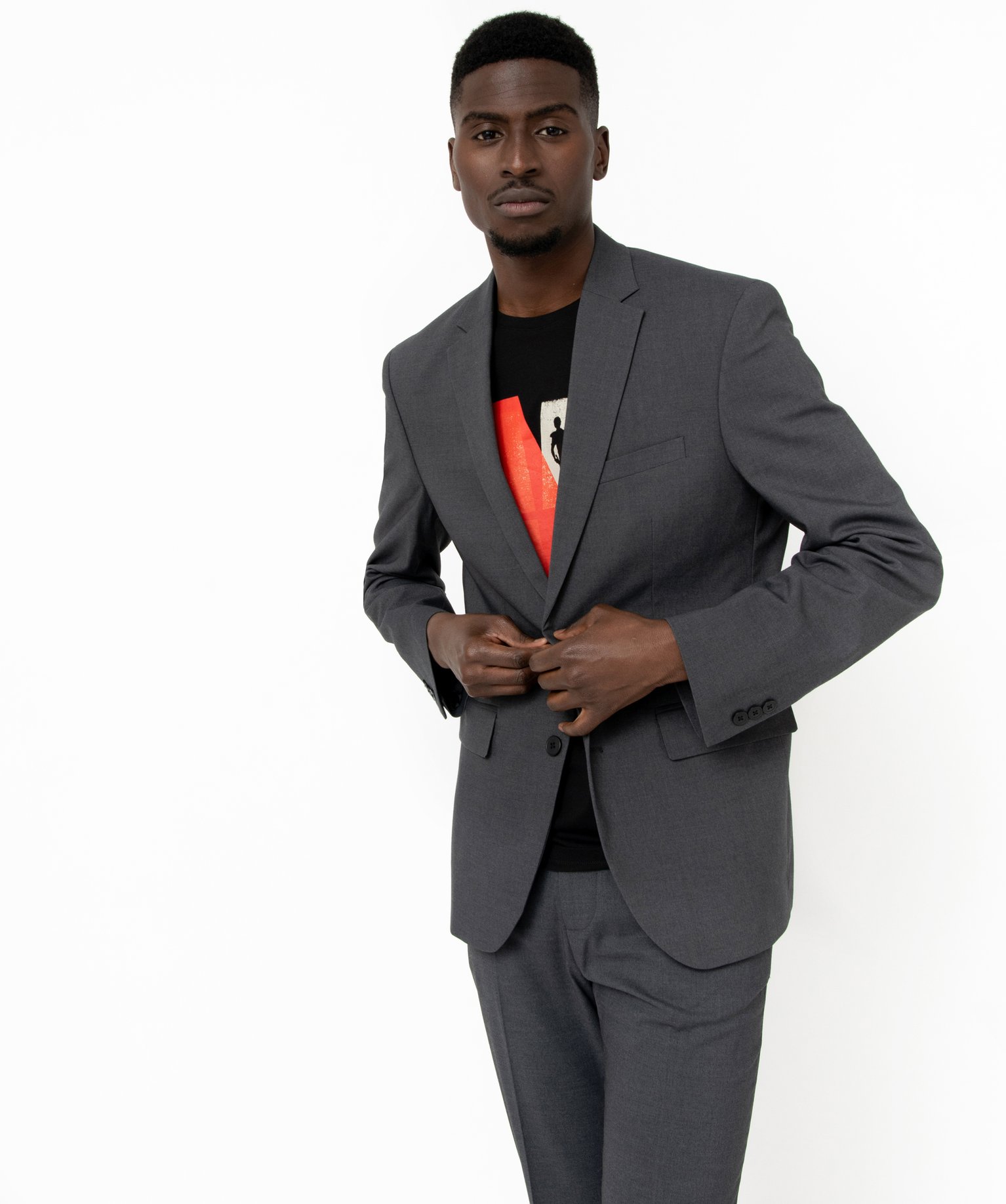Veste de costume homme fermeture 2 boutons gris fonce | GEMO