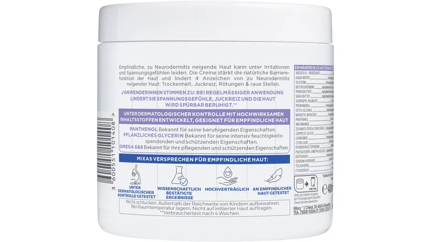 Mixa Panthenol Comfort hautberuhigende Creme 400 ml