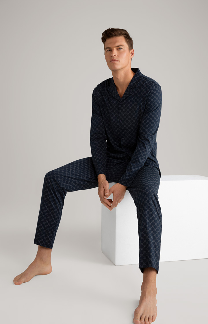 Cornflower Baumwoll-Pyjama in Dunkelblau