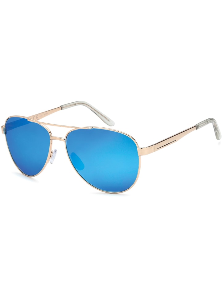 styleBREAKER Piloten Sonnenbrille in Hellgold / Blau-Lila verspiegelt günstig kaufen onesize