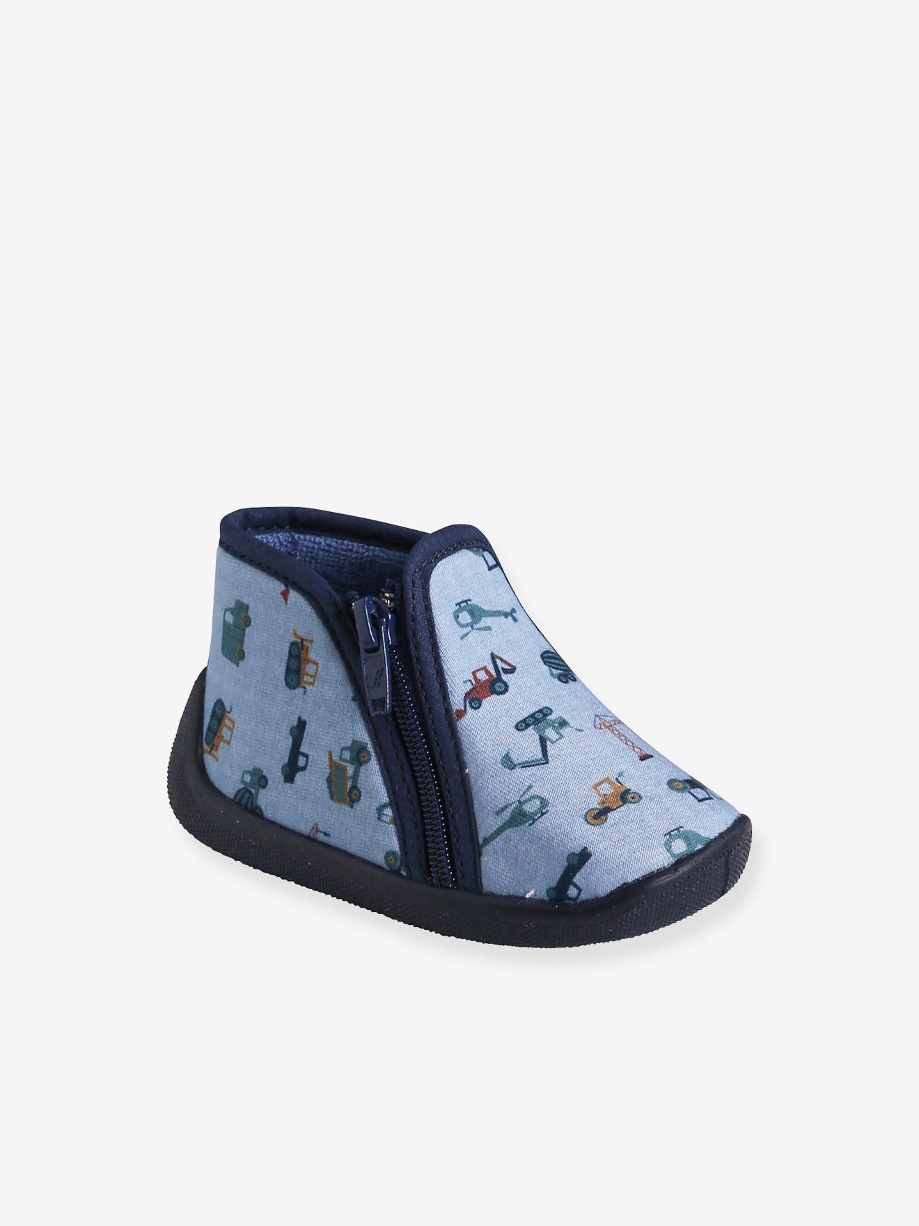 Chaussons zippés bébé fabriqués en France gris imprimé
