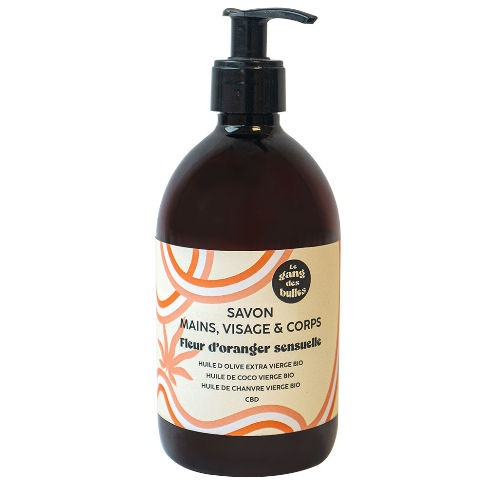 le gang des bulles Savon mains, visage & corps - fleur d’oranger sensuelle - 500 ml Savon