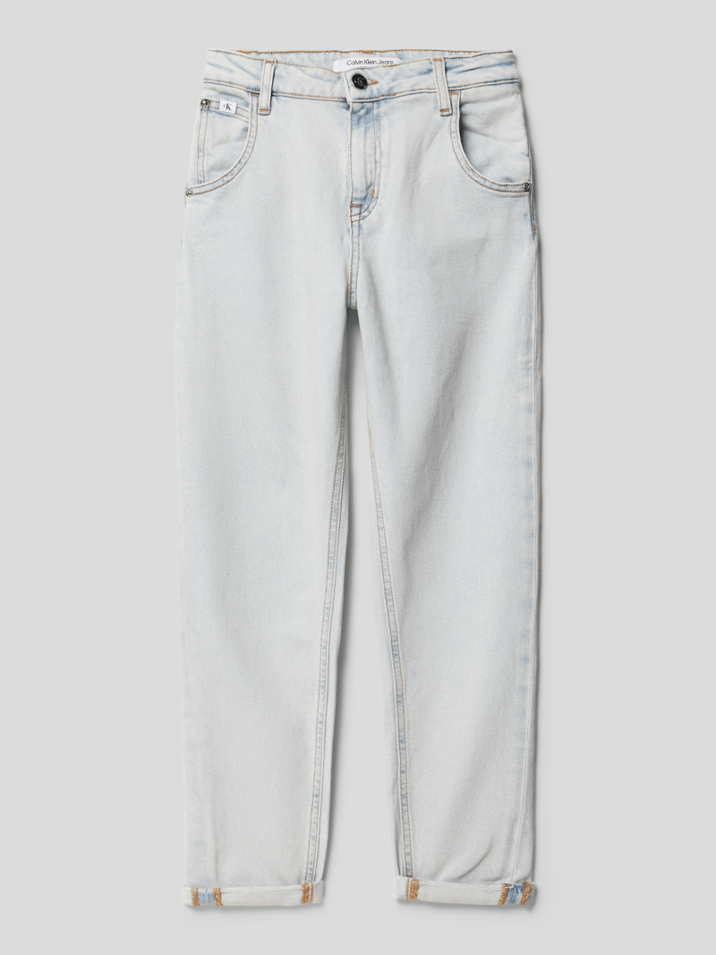 Jeans mit Label-Details im 5-Pocket Design Modell 'BARELL' in hellblau