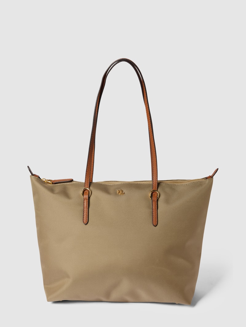 Tote Bag mit Label-Applikation Modell 'KEATON' in taupe