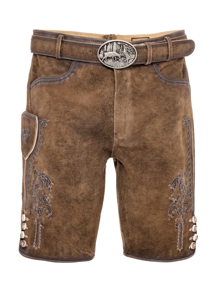 Gwandler Lederhose JONAS-gespeckt in dunkelbraun günstig kaufen