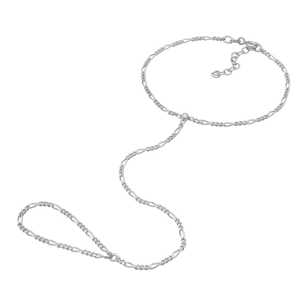 Elli Elli Bracelet Femmes chaîne à main Figaro avec cristaux en argent sterling 925 Bracelet