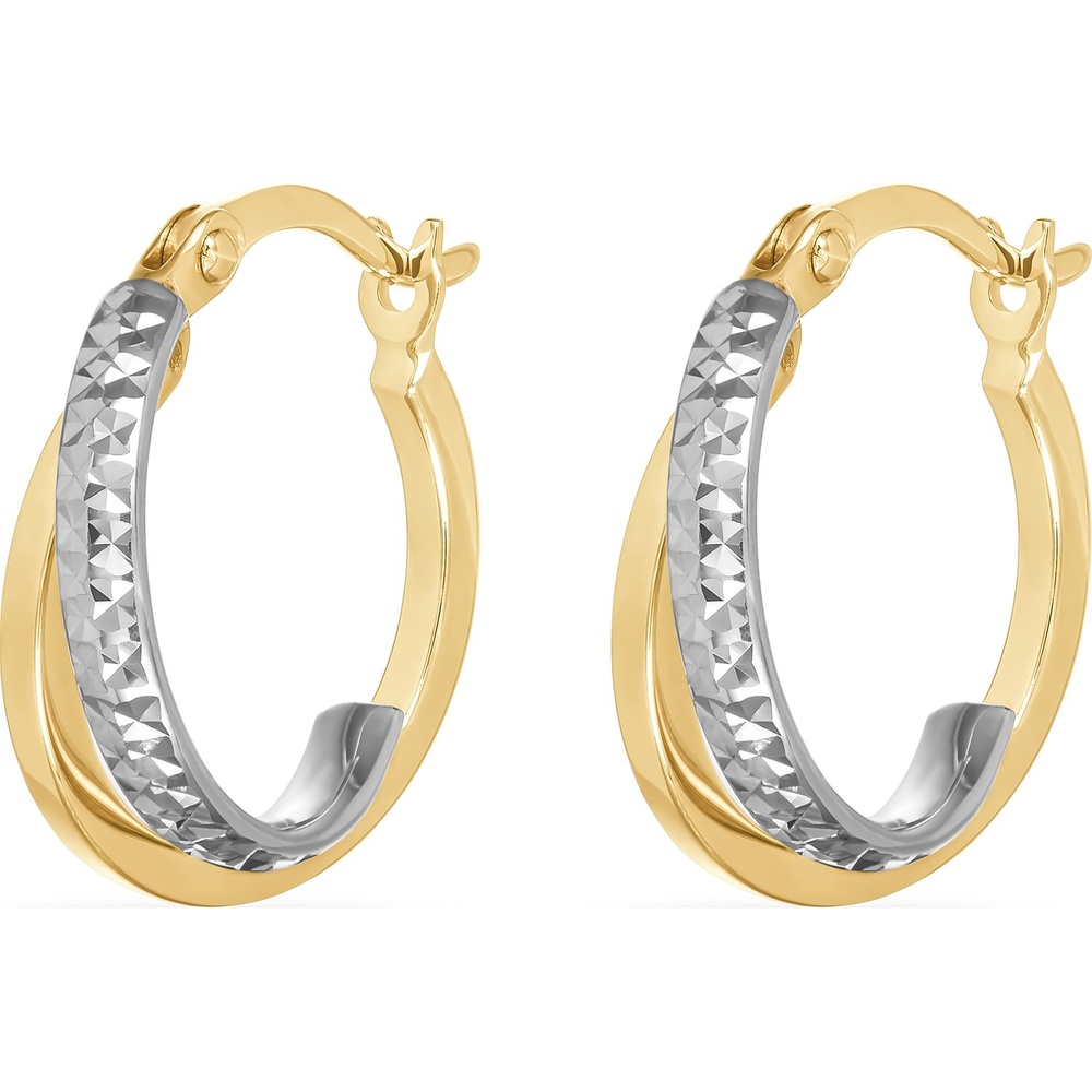 FAVS Créoles 375 Or jaune, 375 Or blanc Boucles d'oreilles