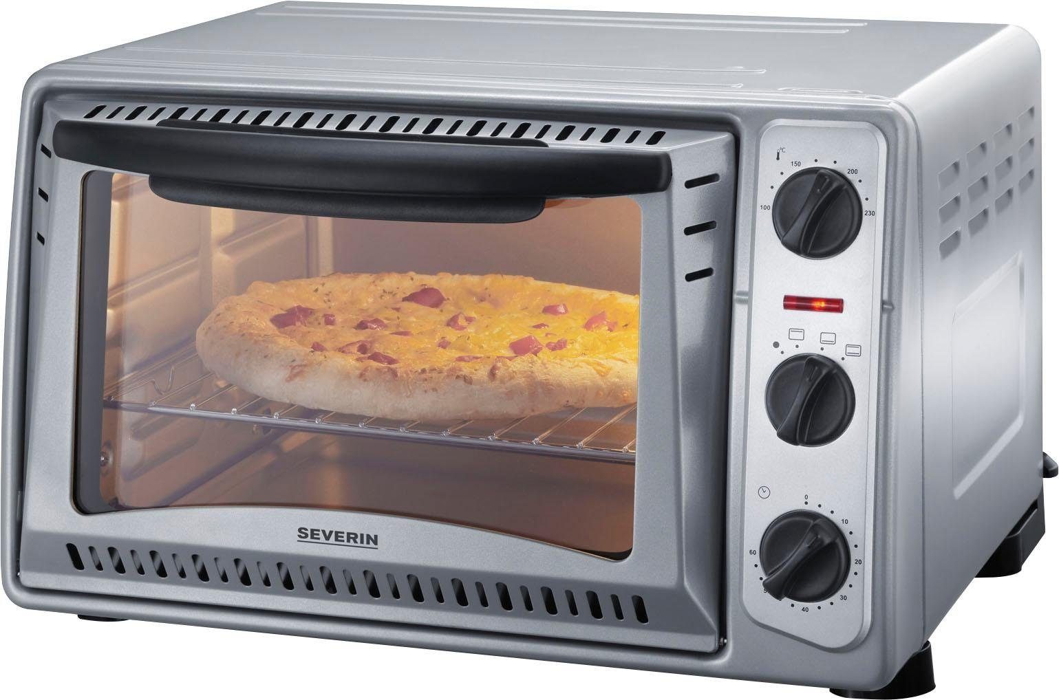 Severin Minibackofen TO 2045, Timerfunktion, verschiedene Einschubebenen, Backblech, Grillrost