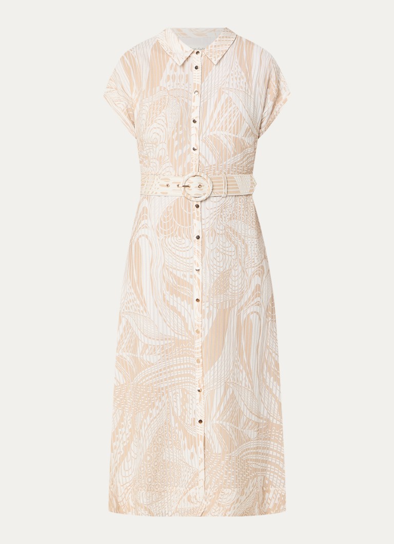 Rochie midi cămașă Phase Eight Mandi cu imprimeu cu frunze și curea.