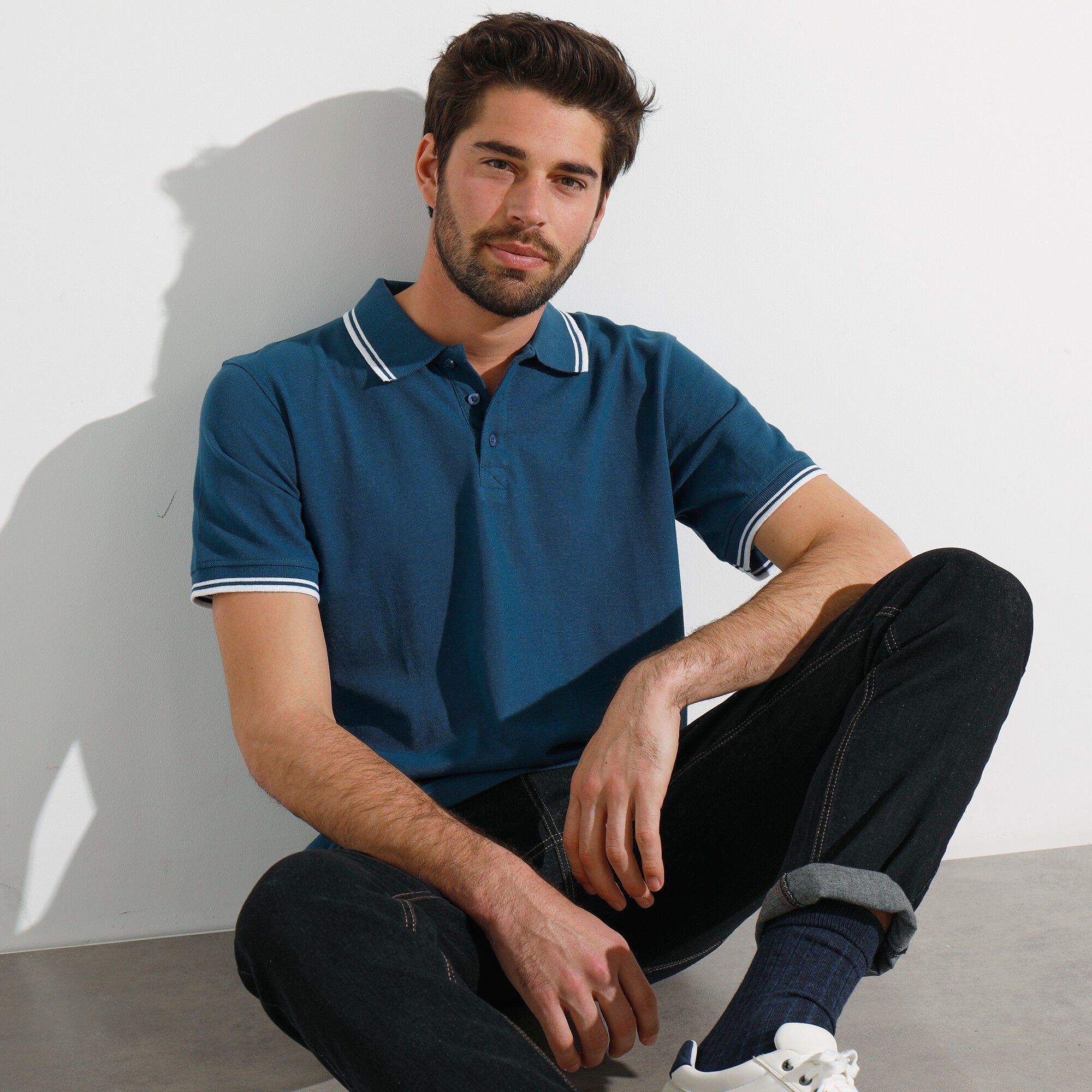 Polo uni maille piquée manches courtes