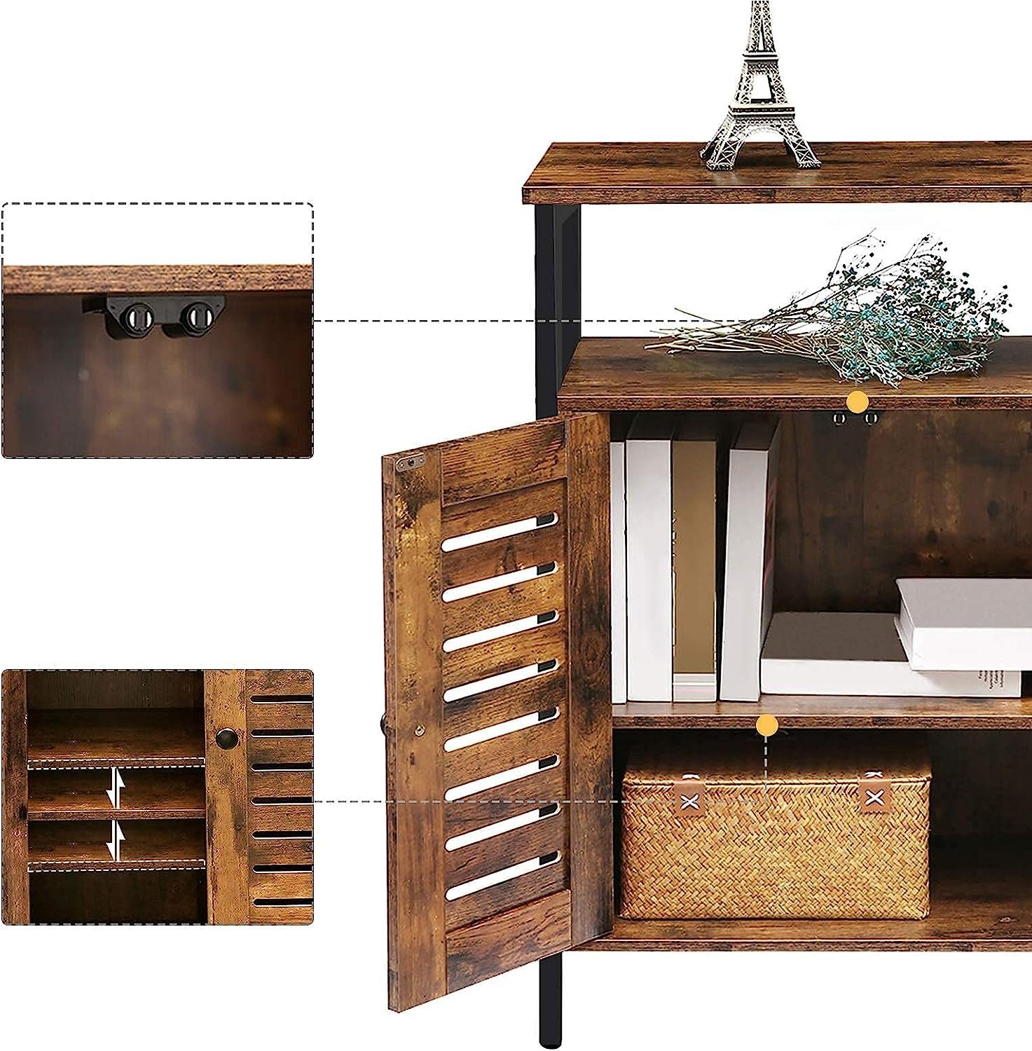 Hoobro Kommode Sideboard, Küchenschrank, Kommode Vintage verstellbaren Ablage