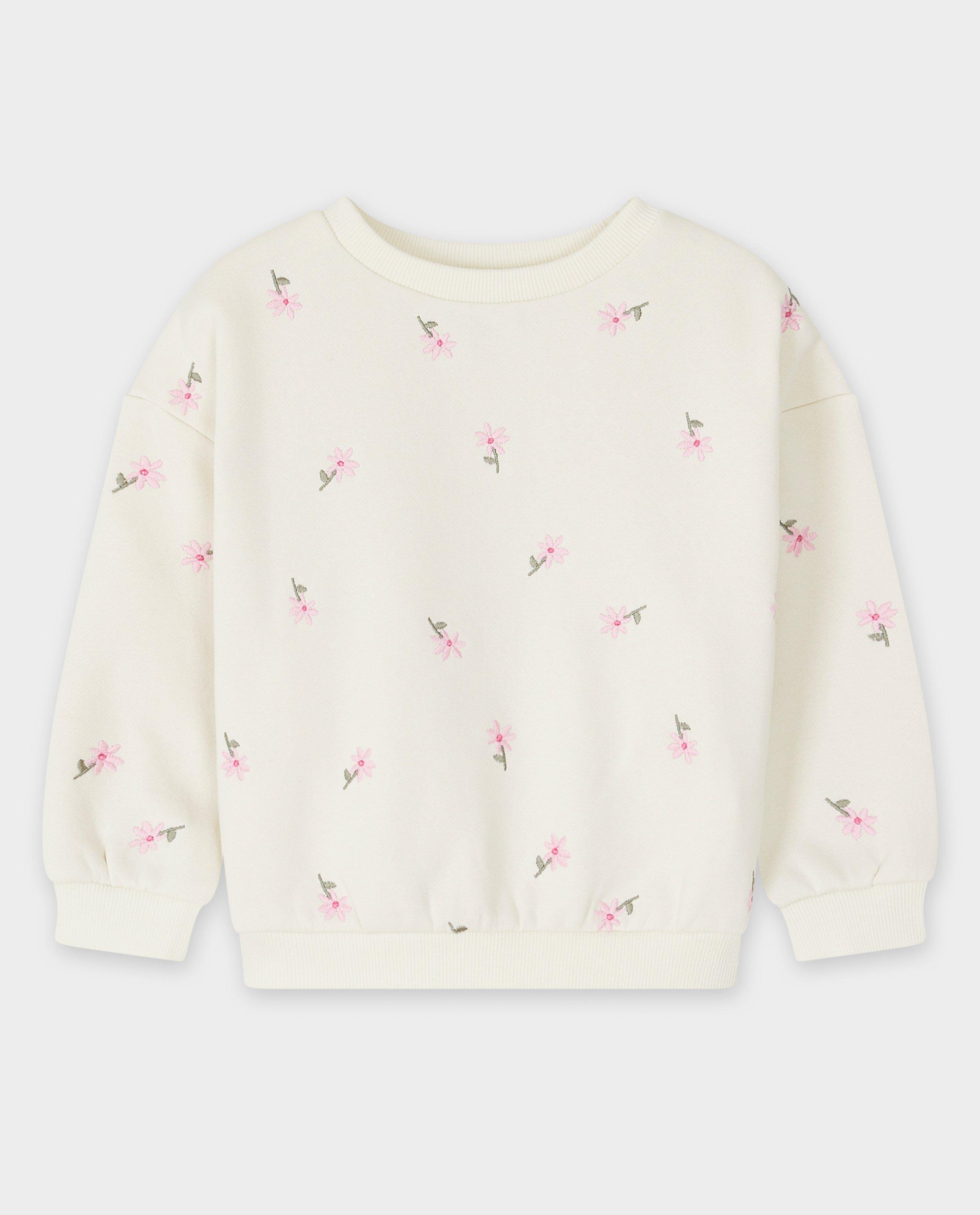 Pulover Maya cu flori brodate bej deschis