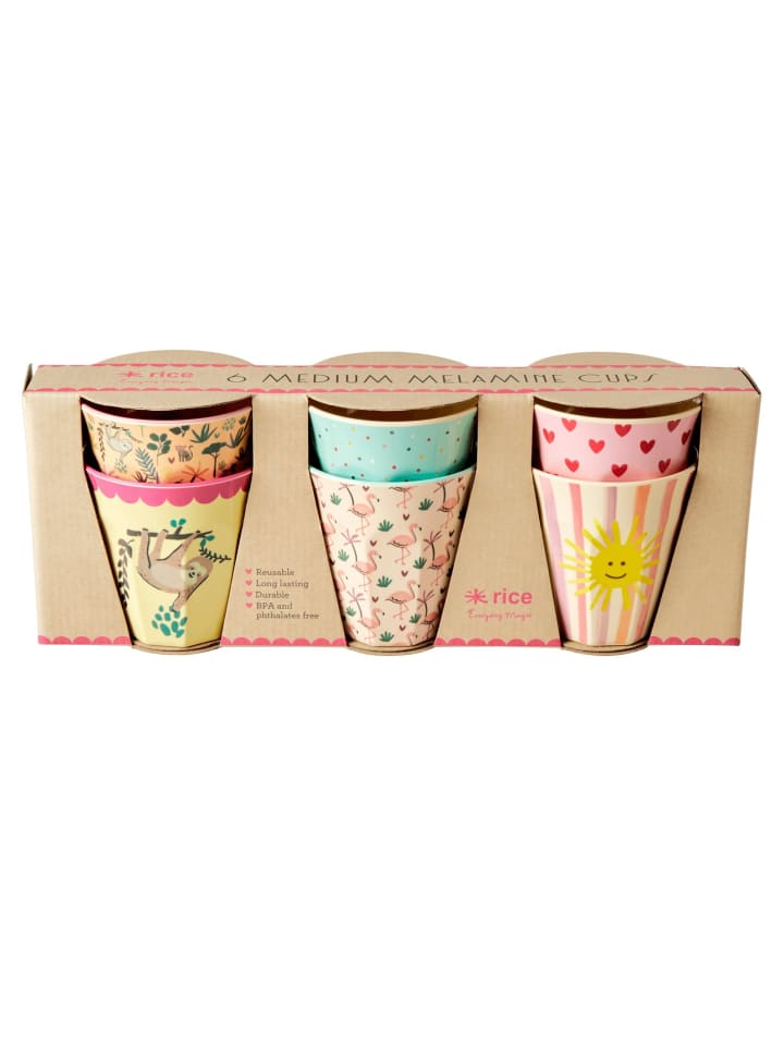 Rice Melamin Becher 6er-Set Funky Prints Pink in diverse günstig kaufen