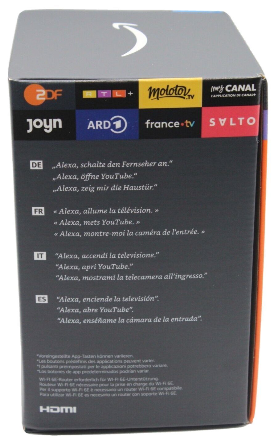 Amazon Streaming-Box Fire TV Cube 3. Generation, (Set, Amazon Alexa), Wi-Fi 6E, 4k Ultra HD, Netflix, Amazon Prime,..., Mikrofon-aus-Taste