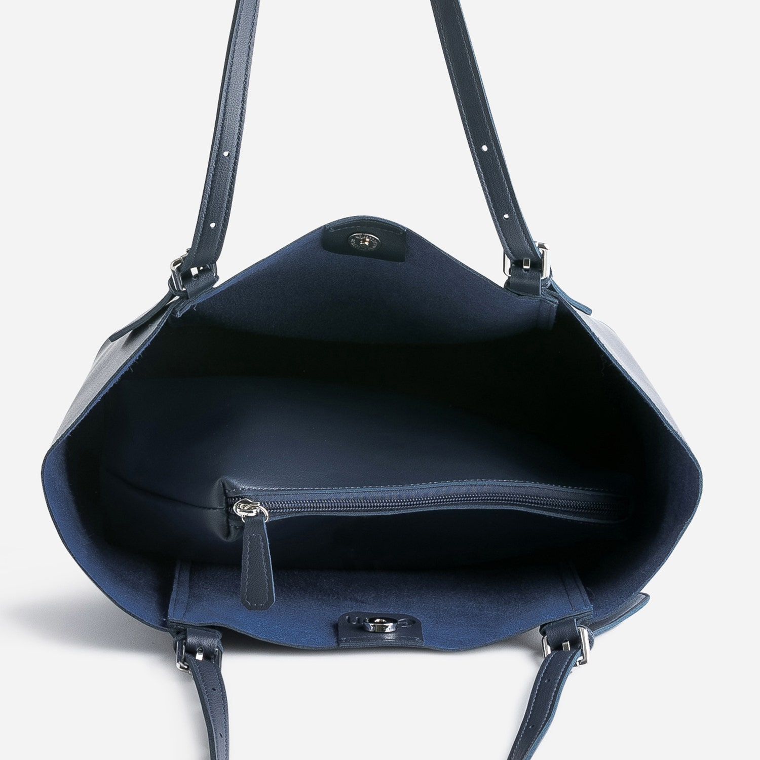Sac cabas bleu marine 2 en 1 pochette amovible