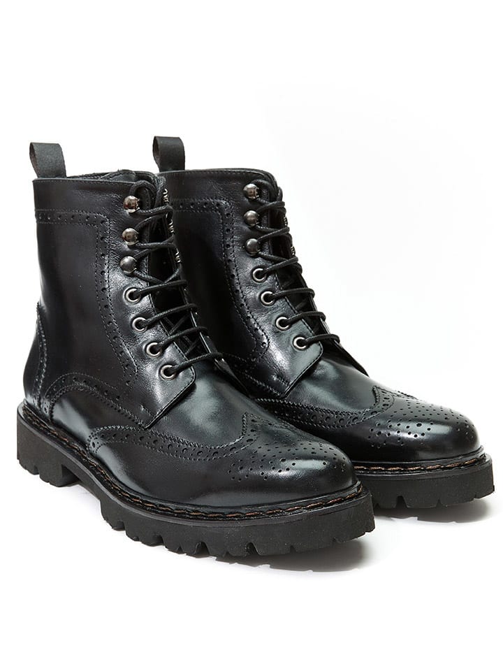 British Passport Leder-Boots in Schwarz günstig kaufen