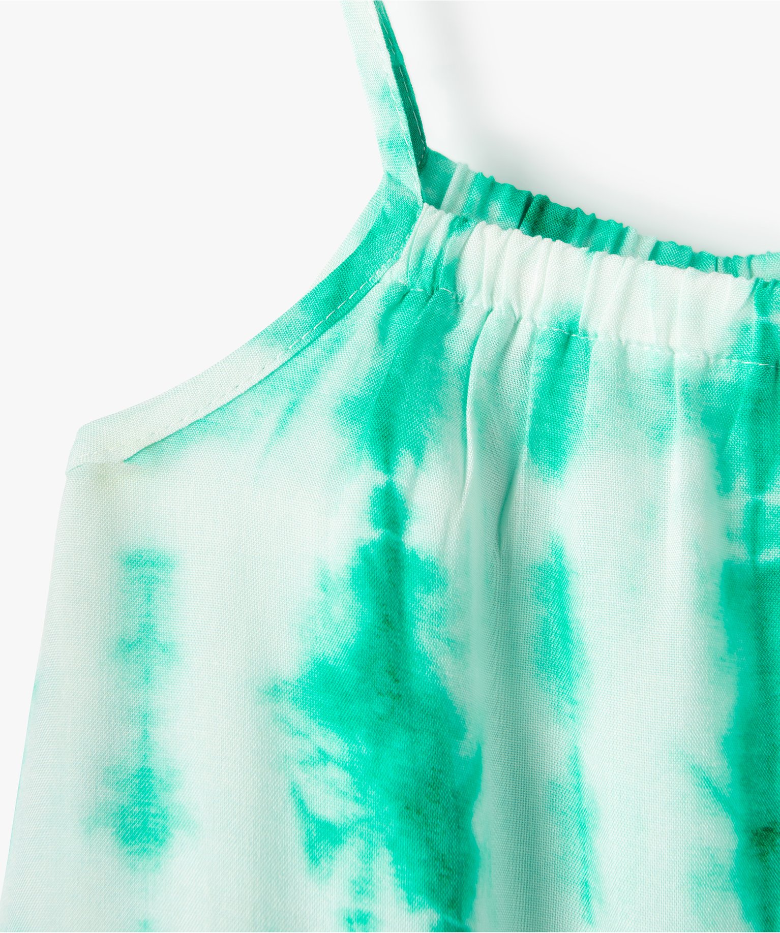 Robe fille à fines bretelles et imprimé tie-and-dye vert | GEMO