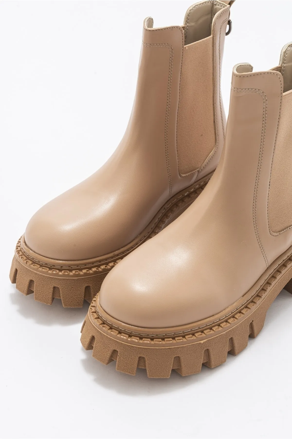 LuviShoes  Chap Dunkelbeige Damenstiefel