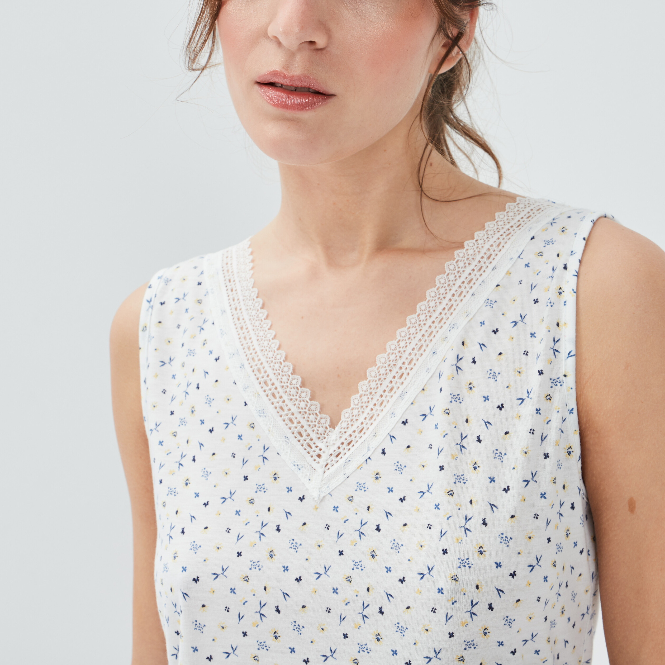 Haut de pyjama débardeur ecru femme | La Halle