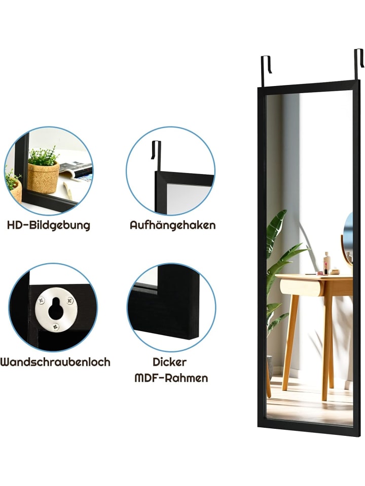 COSTWAY Wandspiegel in Schwarz günstig kaufen 120 cm
