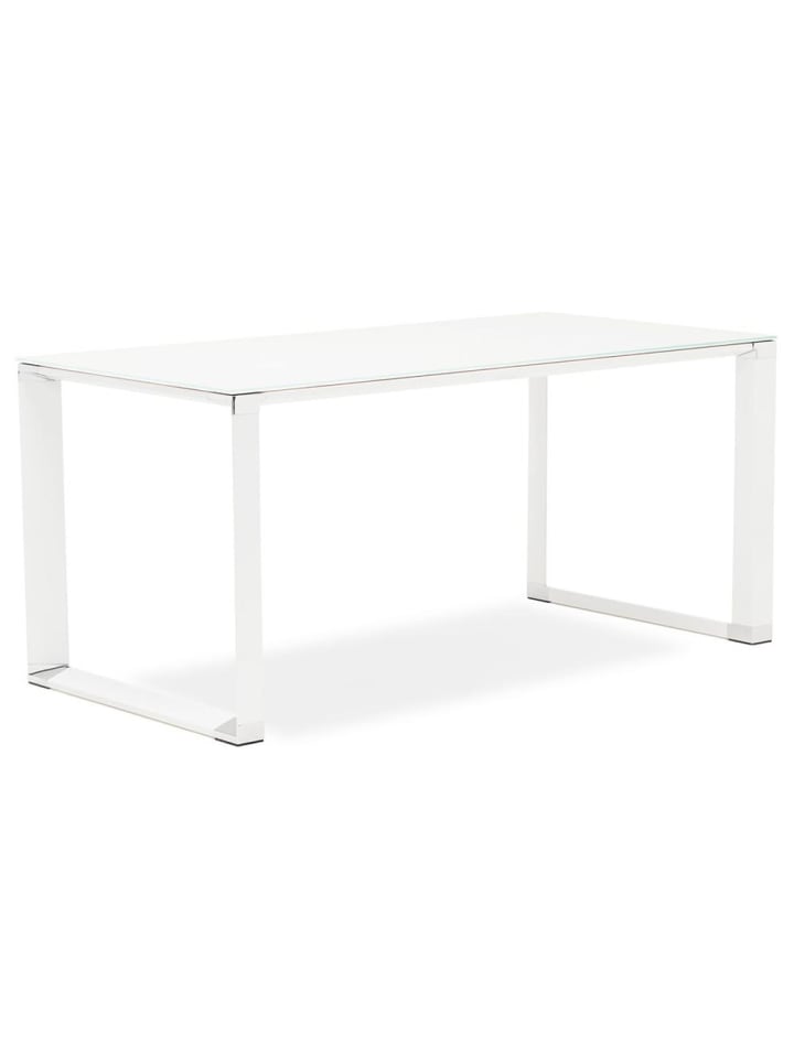 KADIMA DESIGN Schreibtisch Glas 160x80 cm funktional Chromdetails, Computertisch in Weiß günstig kaufen
