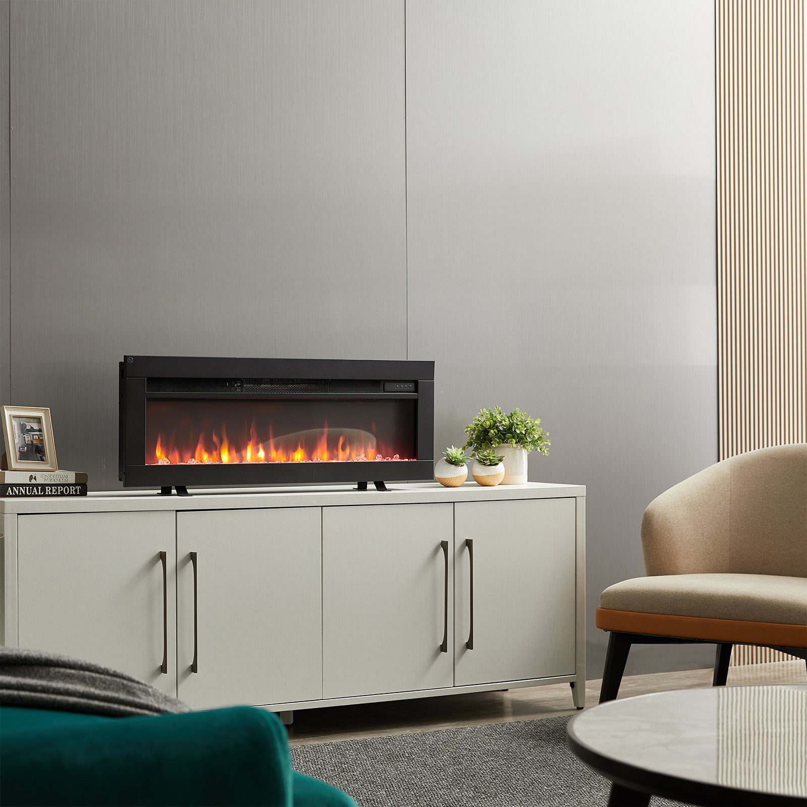 Balderia Elektrokamin Agnes, Elektrischer 3in1 Stand-, Wand- oder Einbaukamin, Heizung 1800 W, 3D-Flammeneffekt, Fernbedienung, Timer, Thermostat