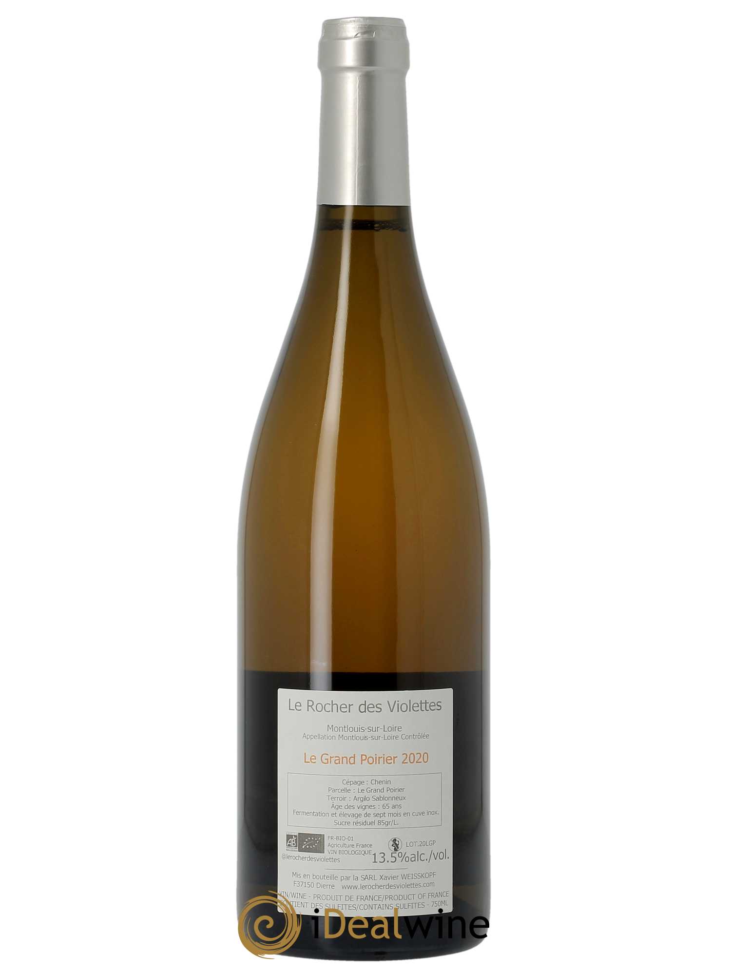 Montlouis-sur-Loire Le Grand Poirier Moelleux Le Rocher des Violettes  2020 - Lot de 1 Bouteille
