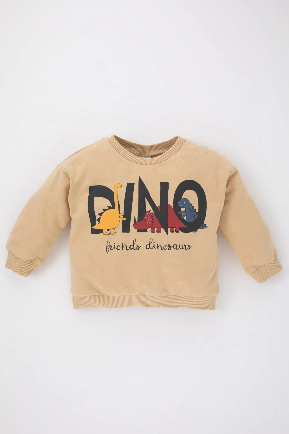 DeFacto  Weiches, flauschiges Sweatshirt mit Dinosaurier-Aufdruck und Rundhalsausschnitt für Babys (Jungen).