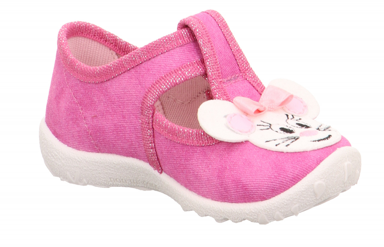 SPOTTY - Pink Hausschuh mit Klettverschluss
