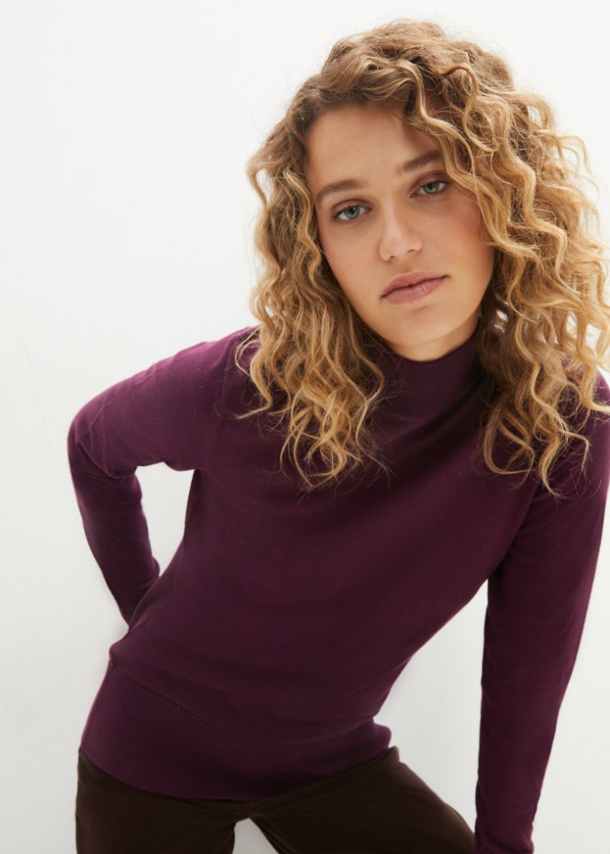Basic Pullover mit Stehkragen mit recycelter Baumwolle