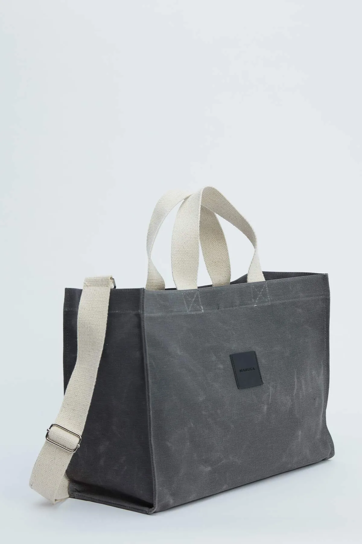 Manuka  Große Canvas-Tasche mit Wascheffekt, Anthrazit