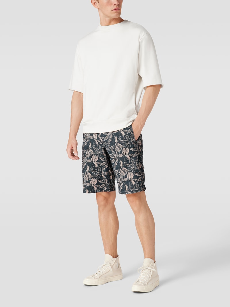 Shorts mit floralem Allover-Muster in marineblau