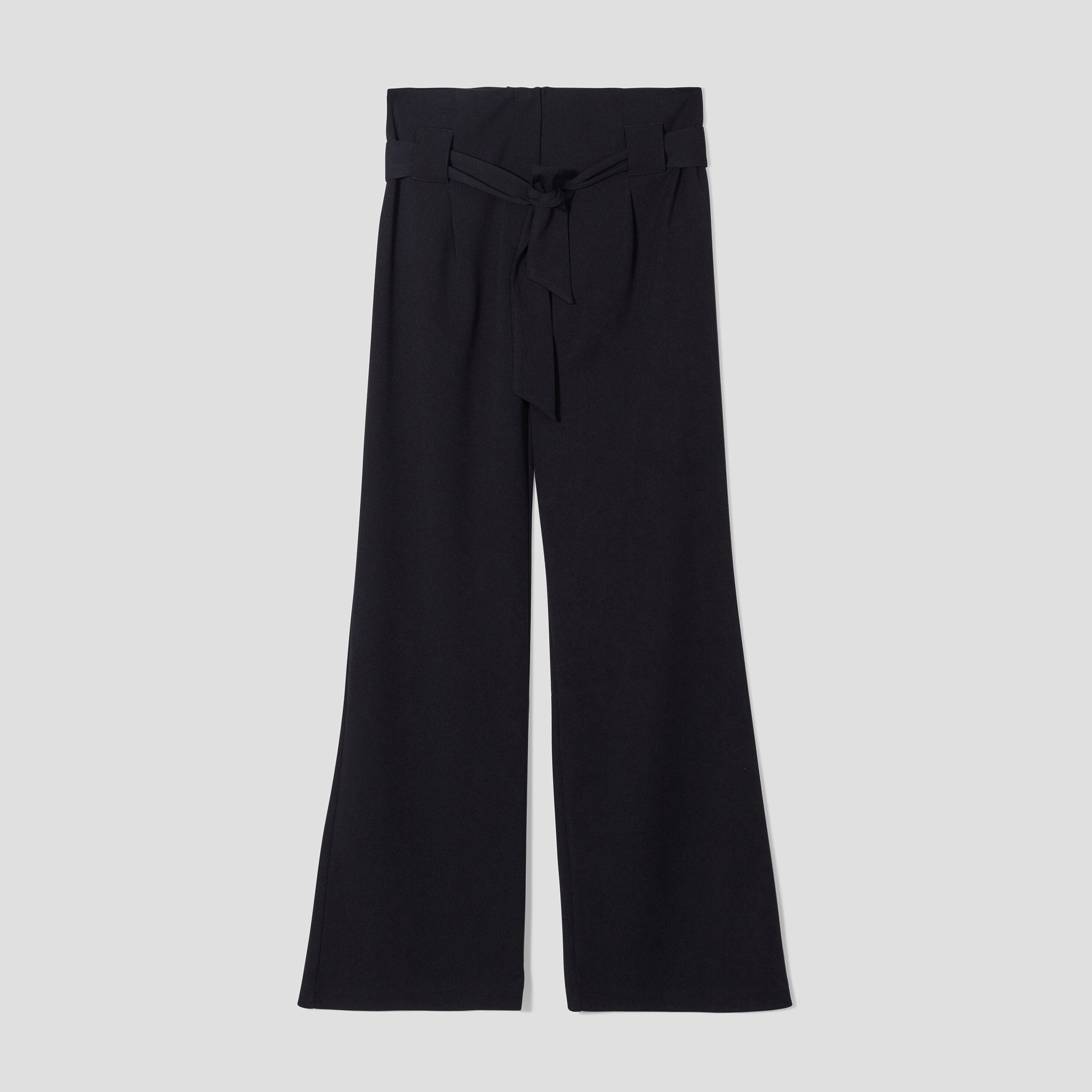 Pantalon flare ceinture nouée noir femme | La Halle