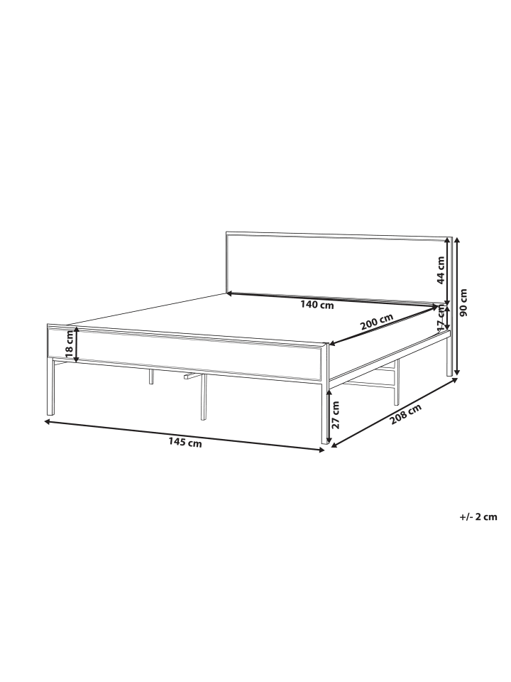 Beliani Doppelbett AVANTON in Schwarz/Braun - (W) 145 x (H) 90 x (L) 208 cm günstig kaufen onesize