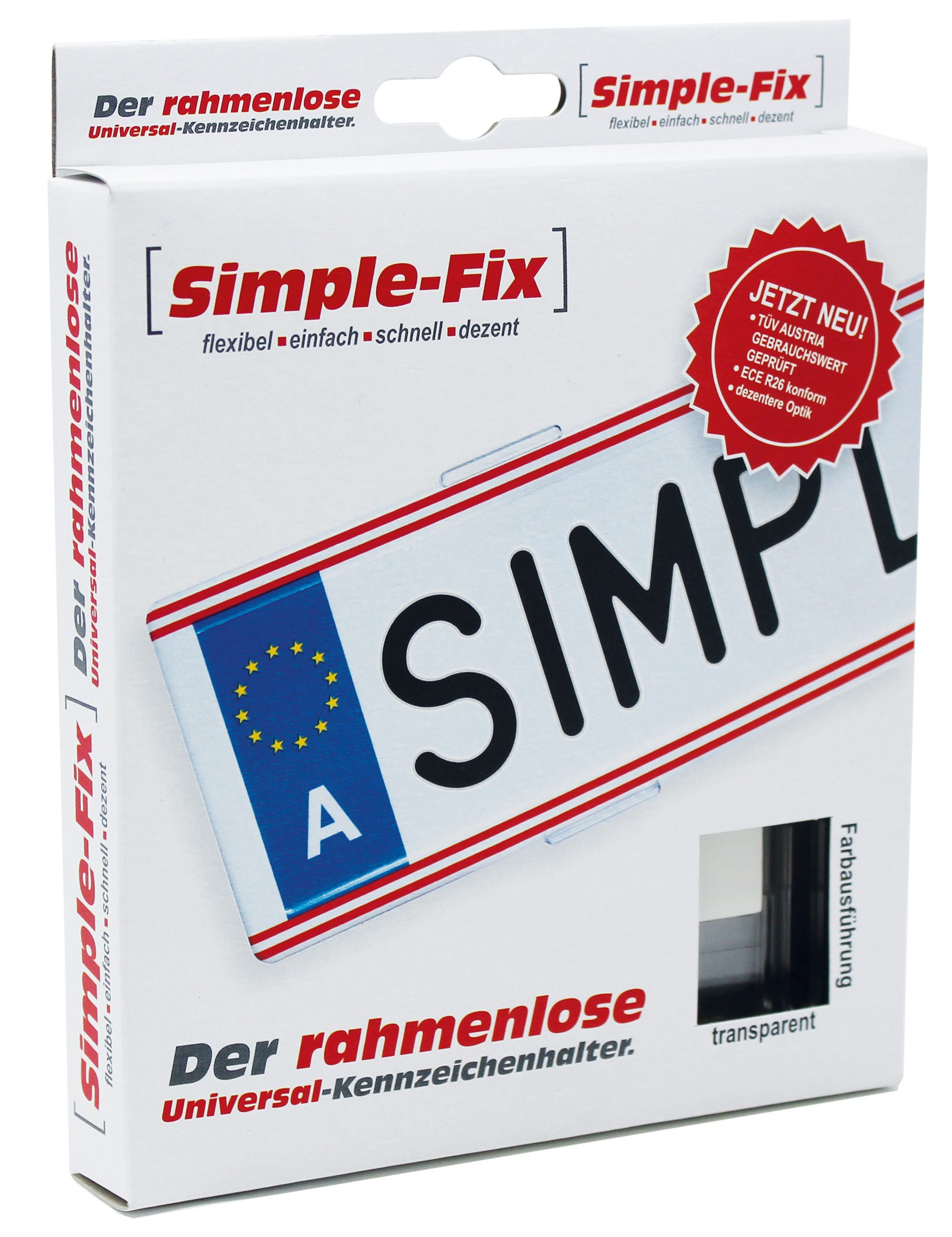 Kennzeichenhalter für österreichische Kennzeichen, 2 Paar, transparent von SimpleFix - ATU