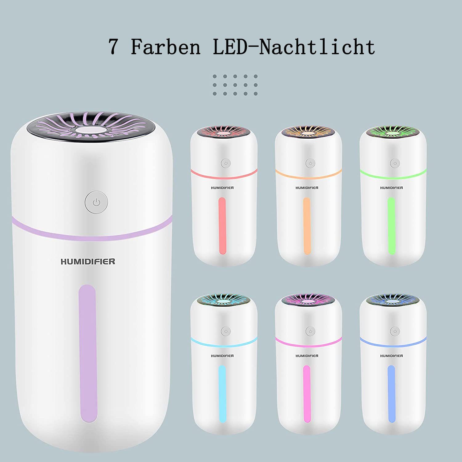 GelldG Luftbefeuchter Mini Luftbefeuchter 300ml, Wiederaufladbarer mit 1200 mAh Batterie
