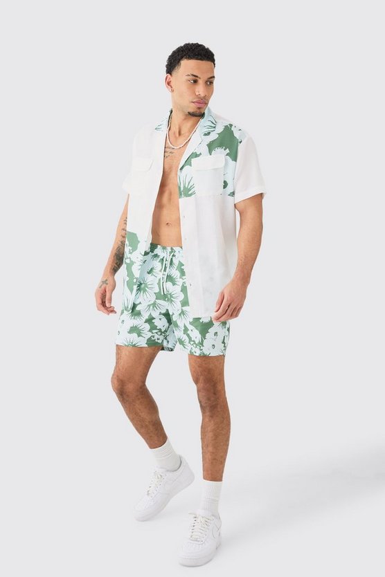 Oversize Hemd und Badehose mit Print