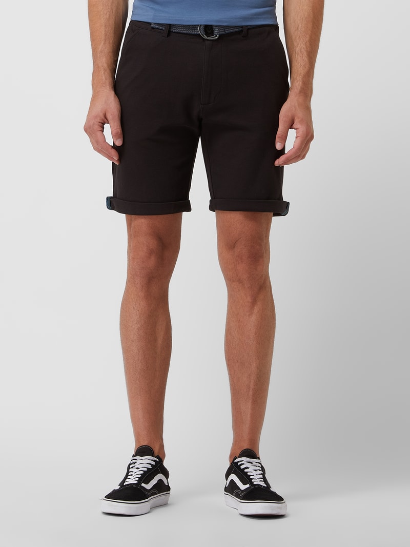 Chino-Shorts aus Piqué in schwarz