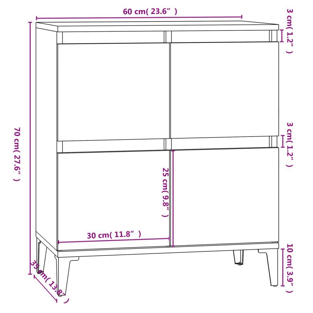 vidaXL Anrichte Sideboard Hochglanz-Weiß 60x35x70 cm Holzwerkstoff