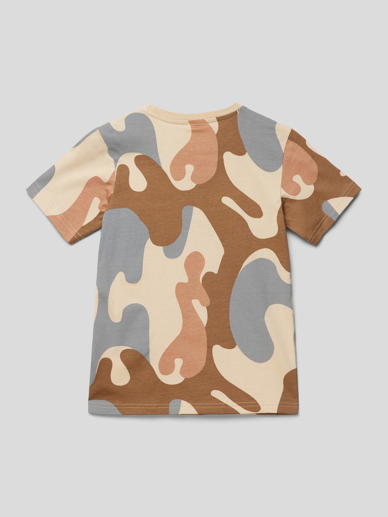 T-Shirt mit Allover-Muster Modell 'Rochester' in camel