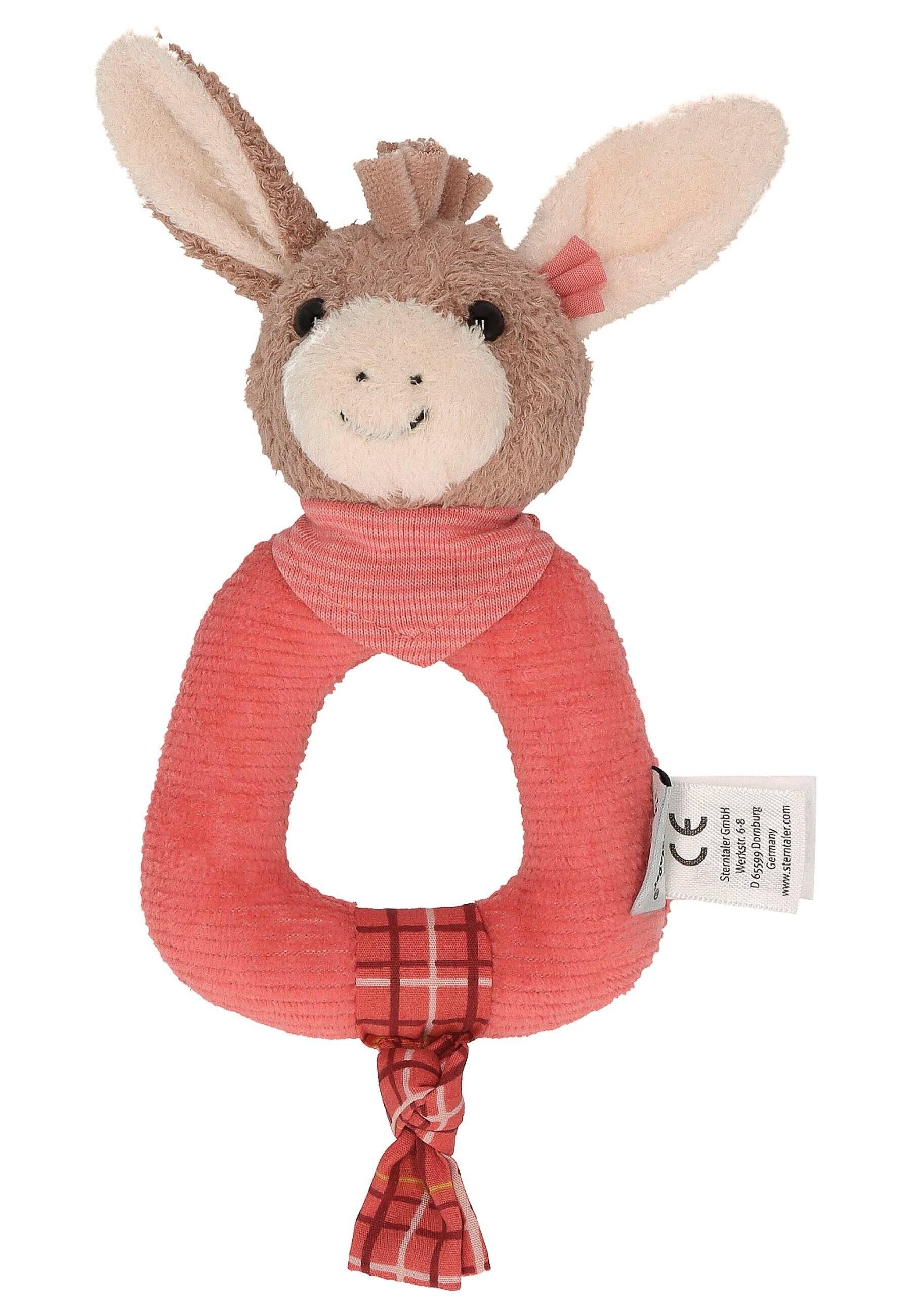 Greifling Esel Emmily in Hellrot, 17 cm