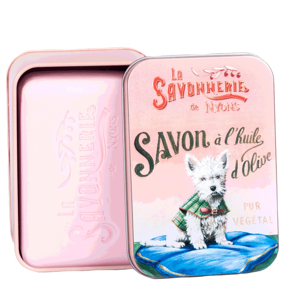 La savonnerie de nyons Savon 200g Rose et Boîte Métal Westie Savon