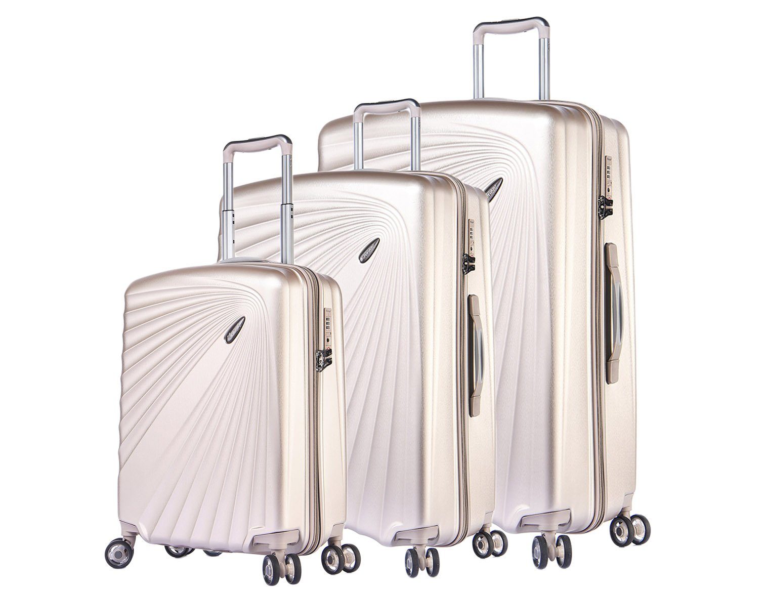 Verage Kofferset Kinetic, 4 Rollen, (Set, 3 tlg., Kofferset, 3teilig), Hartschale, 4-Doppelrollen, TSA-Zahlenschloss