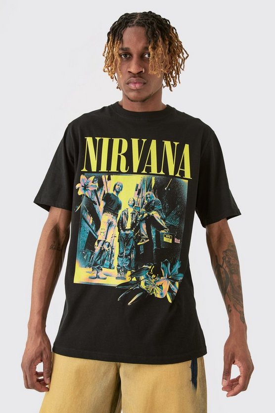 Tall T-Shirt mit Nirvana Color Band Print