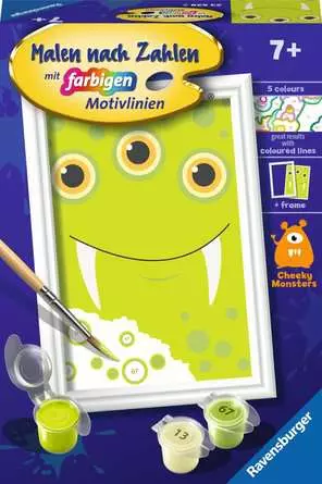 CreArt Grünes Monster - Malen nach Zahlen für Kinder ab 7 Jahren