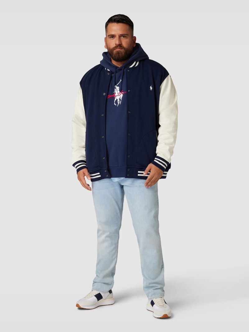 PLUS SIZE Hoodie mit Label-Stitching in marineblau